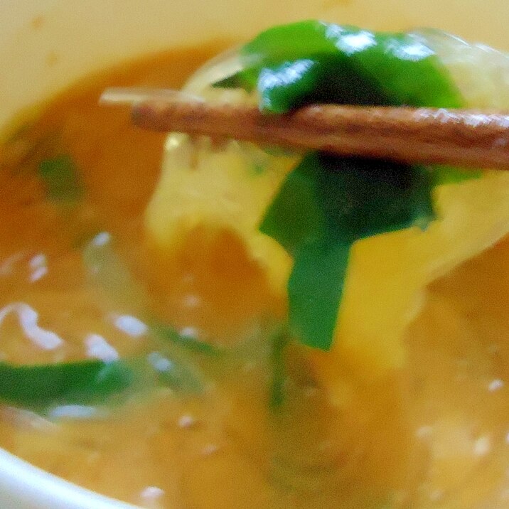 レンジで簡単　のびる入り春雨スープ